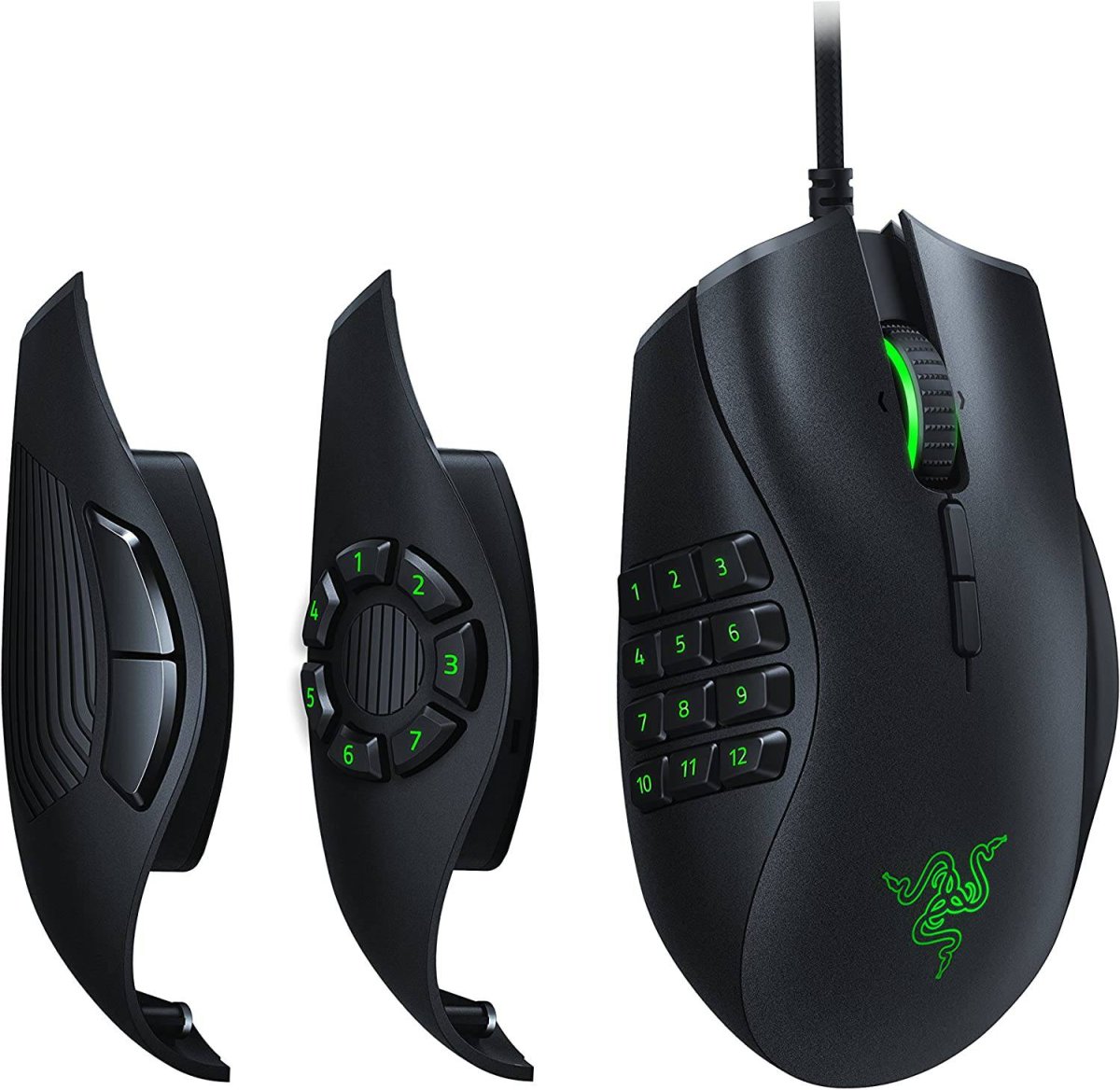 Razer Naga Trinity - Ratón para juegos: Sensor óptico de 16,000 DPI - Iluminación Chroma RGB - Placa lateral intercambiable con configuraciones de 2, 7, 12 botones - Interruptores mecánicos