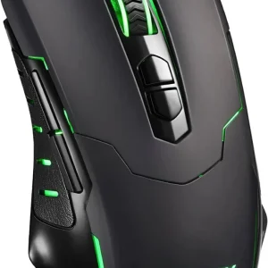 Dacoity - Ratón para juegos con cable, ratón para juegos de PC Gamer Mouse RGB LED 7200 DPI 7 botones programables Plug Play - Negro