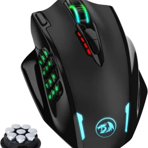 Ratón Redragon M908 Impact RGB LED MMO con botones laterales Ratón óptico para juegos con cable con 12 400 DPI, alta precisión, 20 botones de ratón programables