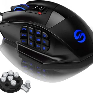 UtechSmart Venus Gaming Mouse RGB con cable, 16400 DPI Alta precisión láser programable MMO Computer Gaming Mouse
