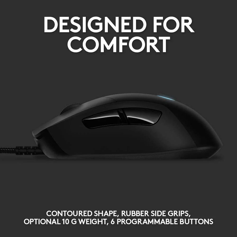 Logitech G403 Hero 25K - Ratón para juegos, Lightsync RGB, ligero 87G+10G opcional, cable trenzado, 25, 600 DPI, empuñaduras laterales de goma - Imagen 3