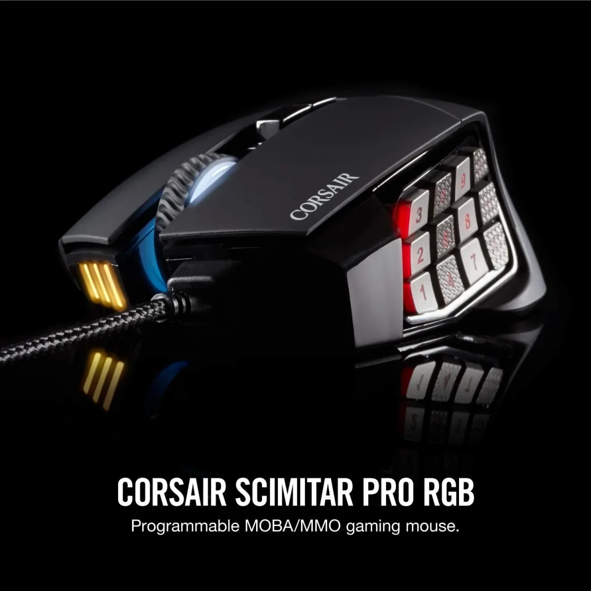 Corsair Scimitar Pro RGB - Ratón para juegos MMO - Sensor óptico de 16 000 DPI - 12 botones laterales programables - Negro - Imagen 3