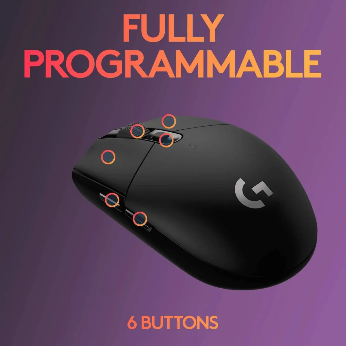 Logitech G305 LIGHTSPEED - Ratón inalámbrico para juegos, sensor Hero 12K, 12,000 DPI, liviano, 6 botones programables, 250 h de duración de la batería, memoria integrada, PC/Mac - Negro - Imagen 3