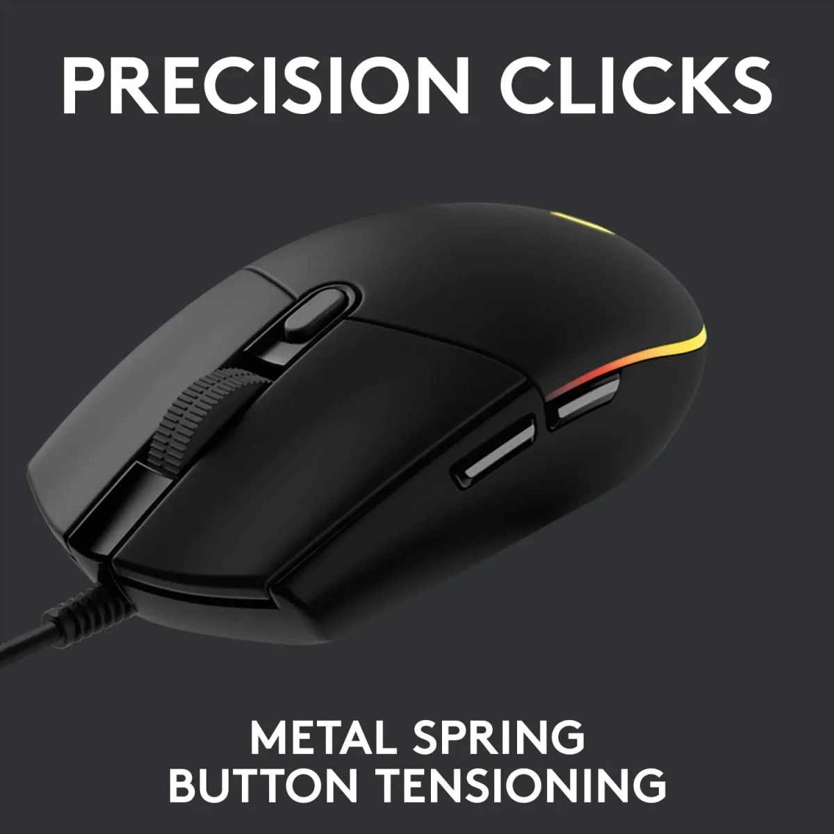 Logitech G203 - Ratón para juegos con cable, 8,000 DPI, efecto óptico arcoíris LIGHTSYNC RGB, 6 botones programables, memoria integrada, mapeo de pantalla, compatible con computadoras PC/Mac y portátiles - Negro - Imagen 5