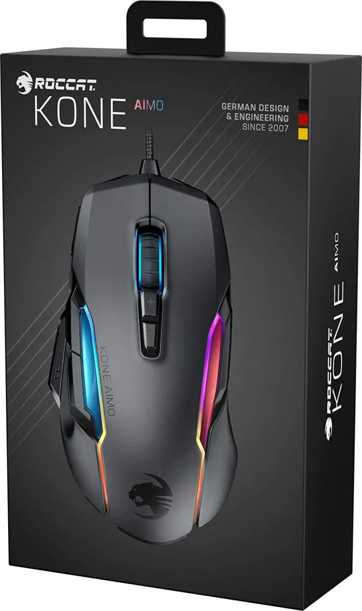 ROCCAT Kone AIMO - Ratón para juegos de PC remasterizado, óptico, iluminación retroiluminada RGB, 23 teclas programables, memoria integrada, empuñadura de palma, sensor de ojo de búho, ergonómico, iluminación LED, ajustable a 16 000 ppp, negro - Imagen 3