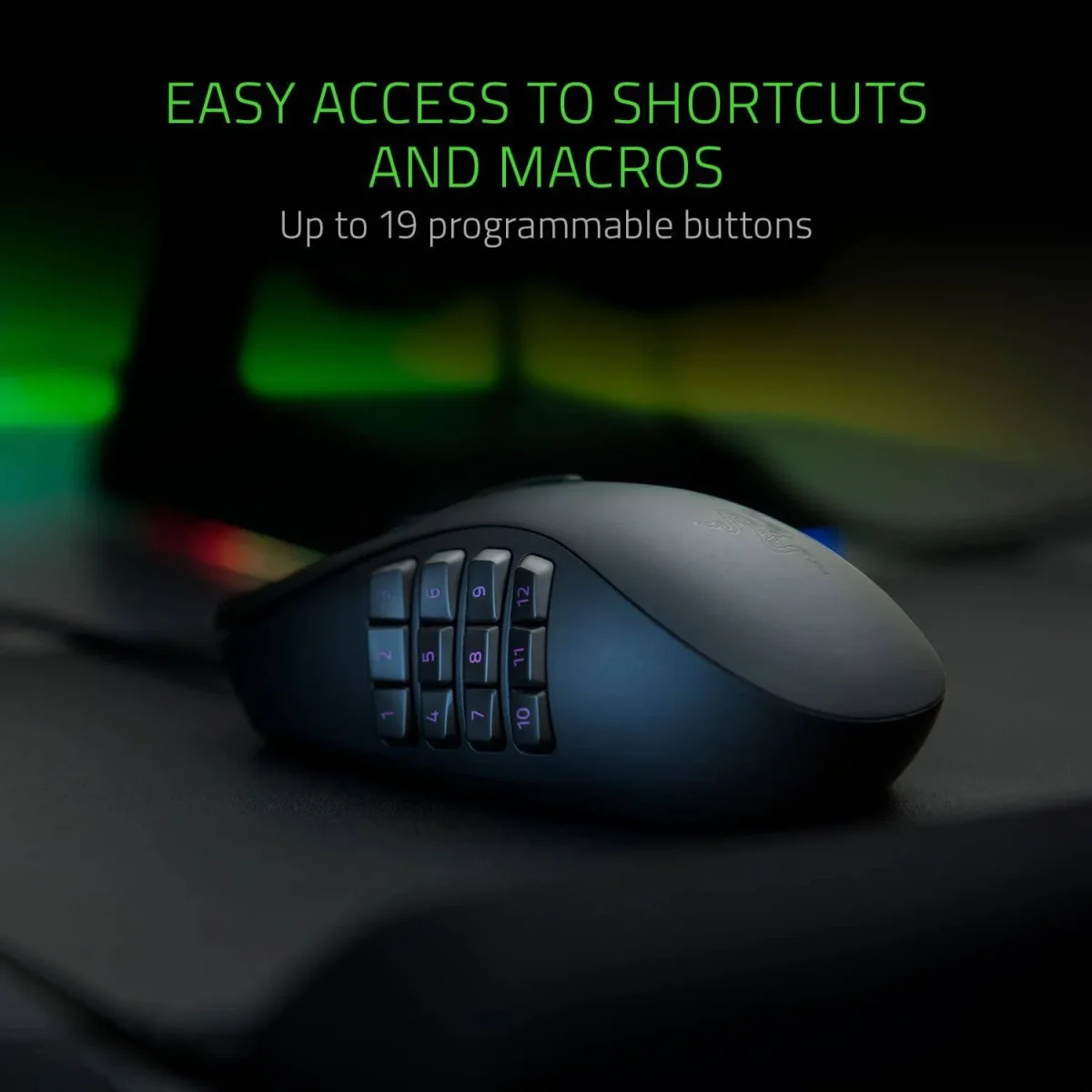 Razer Naga Trinity - Ratón para juegos: Sensor óptico de 16,000 DPI - Iluminación Chroma RGB - Placa lateral intercambiable con configuraciones de 2, 7, 12 botones - Interruptores mecánicos - Imagen 7