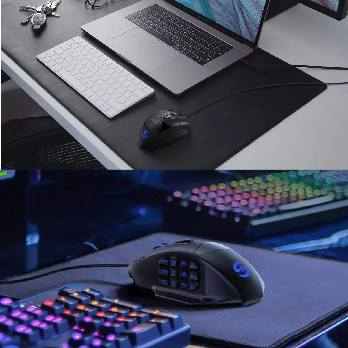 UtechSmart Venus Gaming Mouse RGB con cable, 16400 DPI Alta precisión láser programable MMO Computer Gaming Mouse - Imagen 3