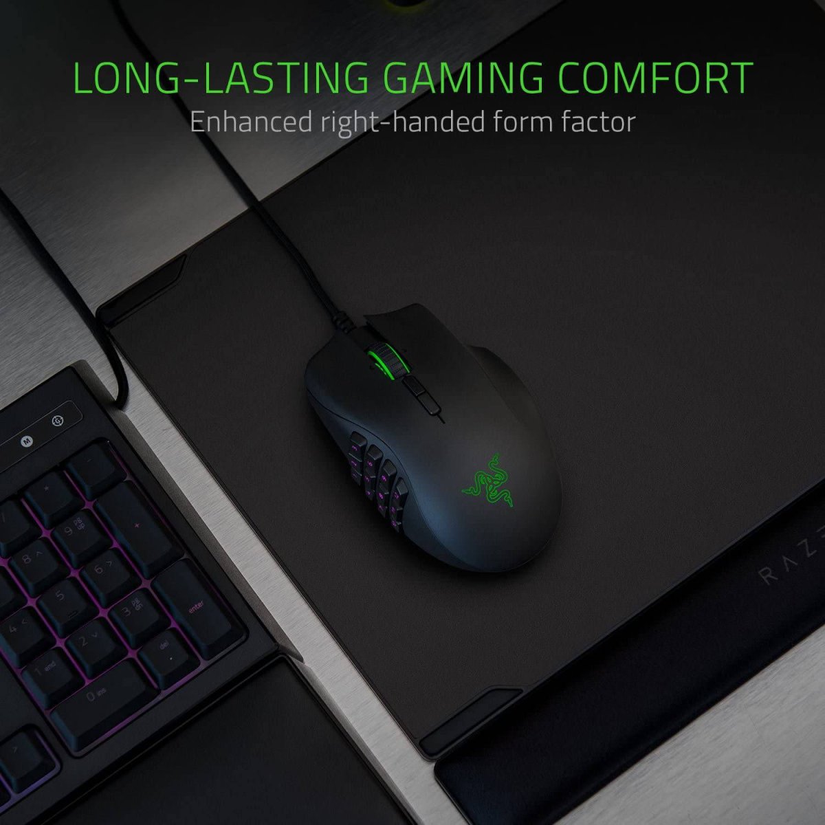 Razer Naga Trinity - Ratón para juegos: Sensor óptico de 16,000 DPI - Iluminación Chroma RGB - Placa lateral intercambiable con configuraciones de 2, 7, 12 botones - Interruptores mecánicos - Imagen 3