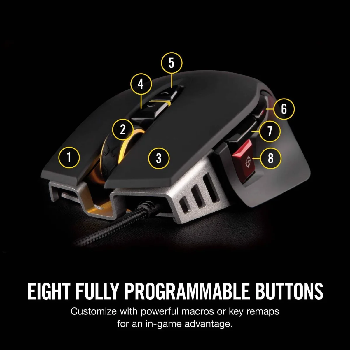 Corsair M65 RGB Elite - Ratón para juegos FPS y MOBA con cable - Peso y equilibrio ajustables - Marco de aluminio duradero - Sensor óptico de 18,000 DPI, negro - Imagen 7