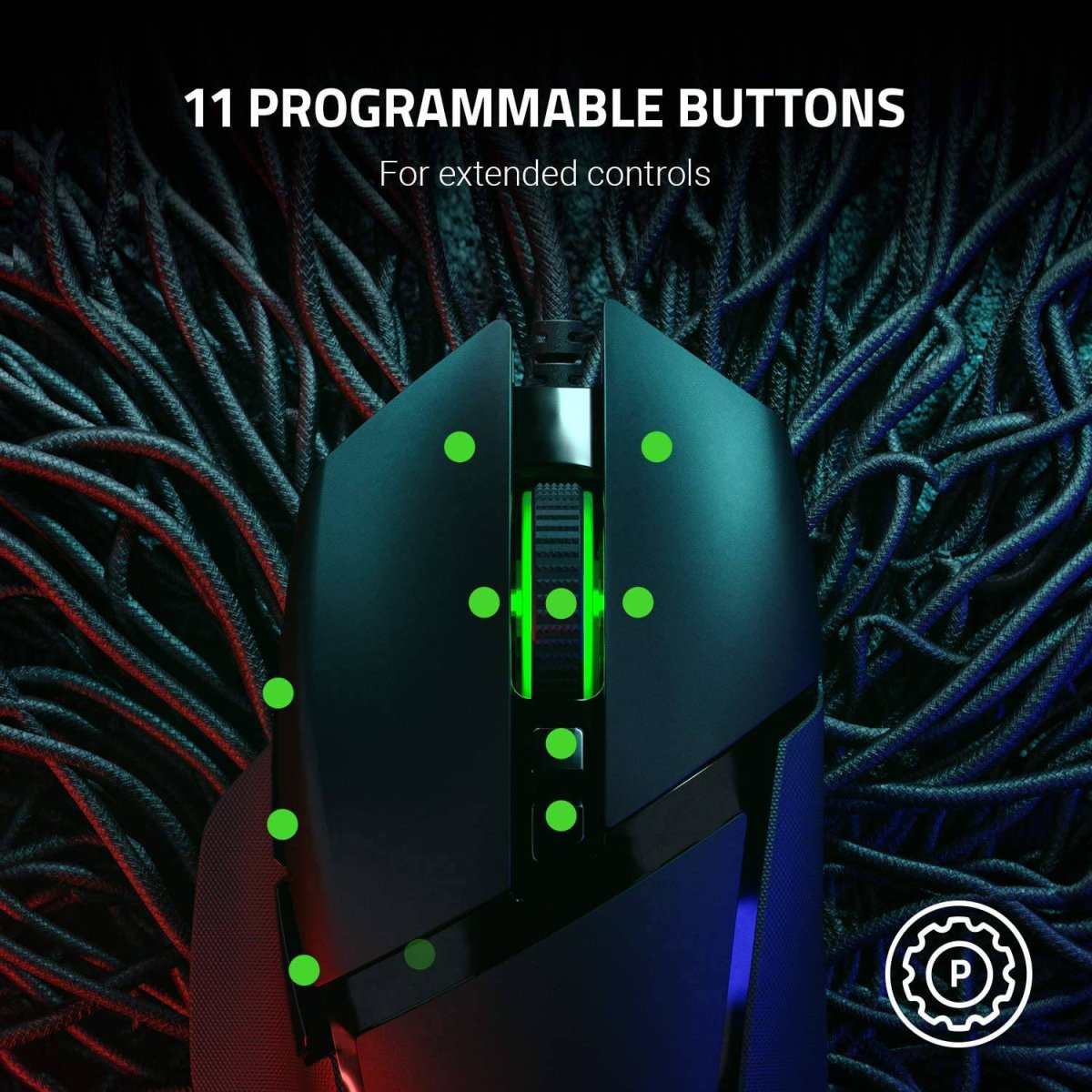 Razer Basilisk v2 - Ratón para juegos con cable: sensor óptico de 20 000 ppp, interruptor de mouse para juegos más rápido, iluminación Chroma RGB, 11 botones programables, negro clásico - Imagen 6
