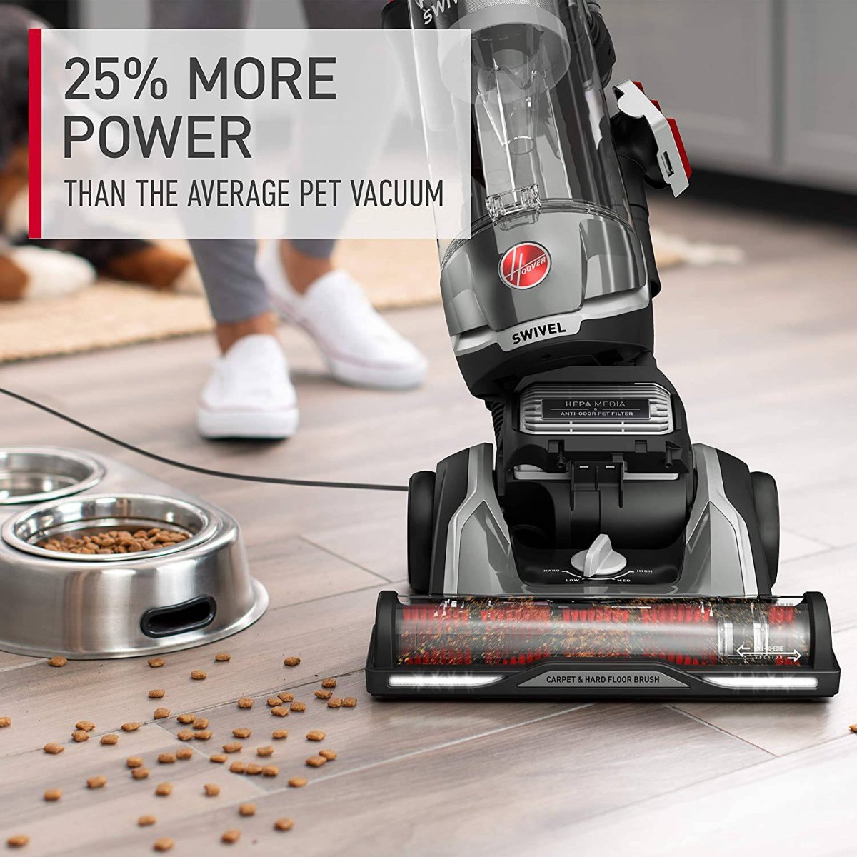 Hoover MAXLife Elite Swivel XL Aspiradora para mascotas con filtración de medios HEPA, vertical sin bolsa para múltiples superficies para alfombras y pisos duros, UH75250, gris - Imagen 4